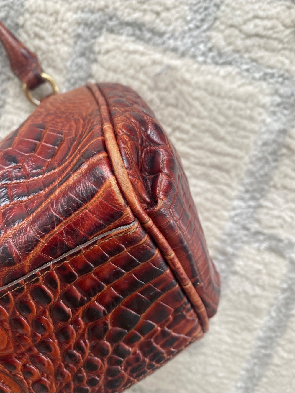 Brahmin Elisa Pecan Croc Embossed Melbourne Leather Handbag with Crossbody Strap - Picture 6 of 11